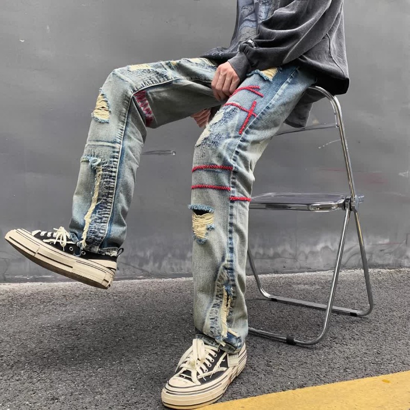 Men'S Fashion Jeans 2025 - Рваные мужские ковбойские брюки, рваные брюки,