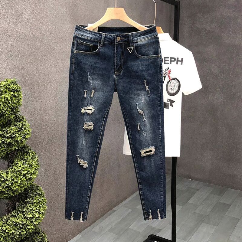 Men'S Fashion Jeans 2025 - Укороченные джинсы для мужчин, рваные брюки,