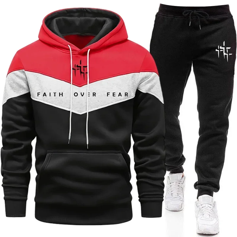 Men'S Fashion Hoodie - Мужской спортивный костюм Faith Over Fear:
