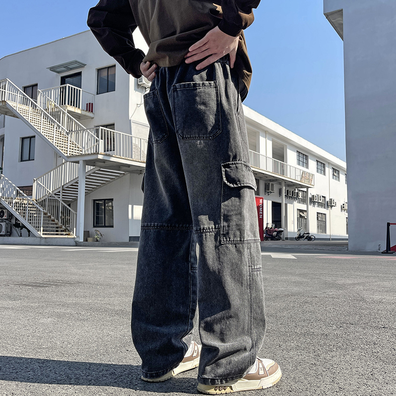 Men'S Fashion Jeans 2025 - Новинка 2025, мужские цементно-серые рабочие джинсы