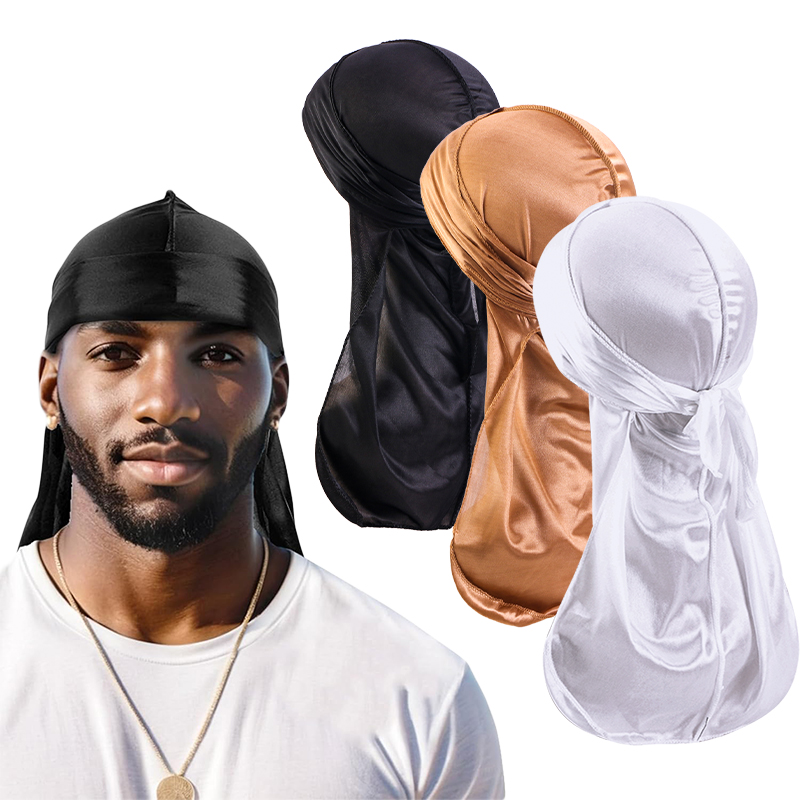 Men'S Fashion With Hat - 3 шт./лот, длинные шелковые атласные банданы