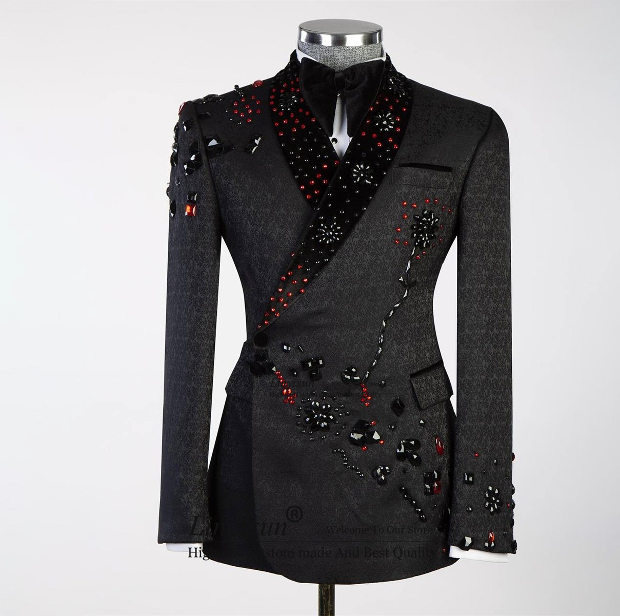 Mens Fashion Trajes - Модные жаккардовые мужские костюмы с бисером,