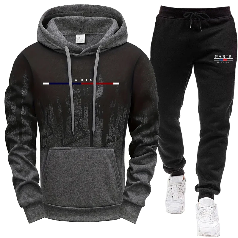 Men'S Fashion Hoodie - Мужской комплект/худи/брюки: осенне-зимний спортивный костюм с