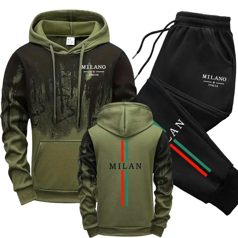 Men'S Fashion Hoodie - Осенне-зимний спортивный костюм, модный итальянский стиль,