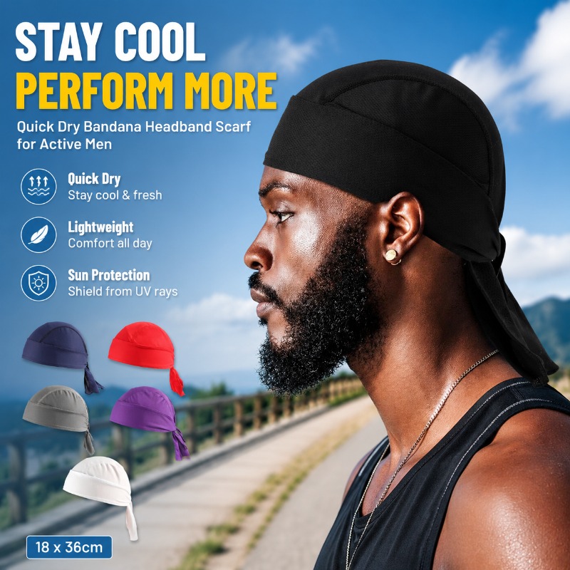 Men'S Fashion With Hat - Быстросохнущая полиэстеровая бандана-повязка на голову для
