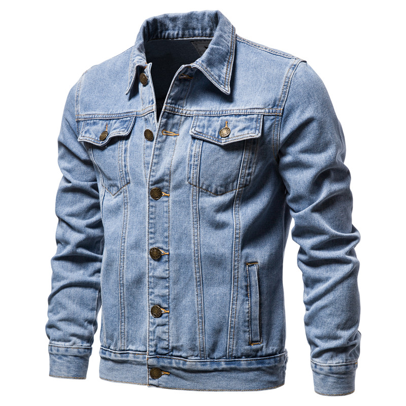 Men'S Fashion Jeans 2025 - Осень 2024, мужские однотонные джинсовые куртки,