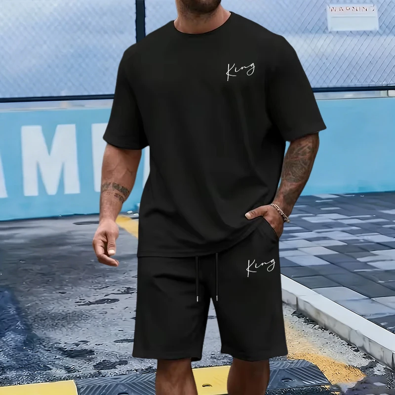 Men Fashion King - Мужской комплект King Letter: хлопковая футболка