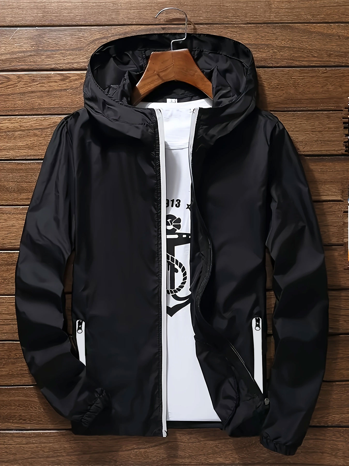 Windbreaker Men Zip - Мужская премиальная легкая ветровка с капюшоном,