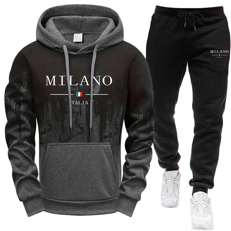 Men'S Fashion Hoodie - Мужской комплект/худи/брюки, осень-зима, Италия, повседневная модная