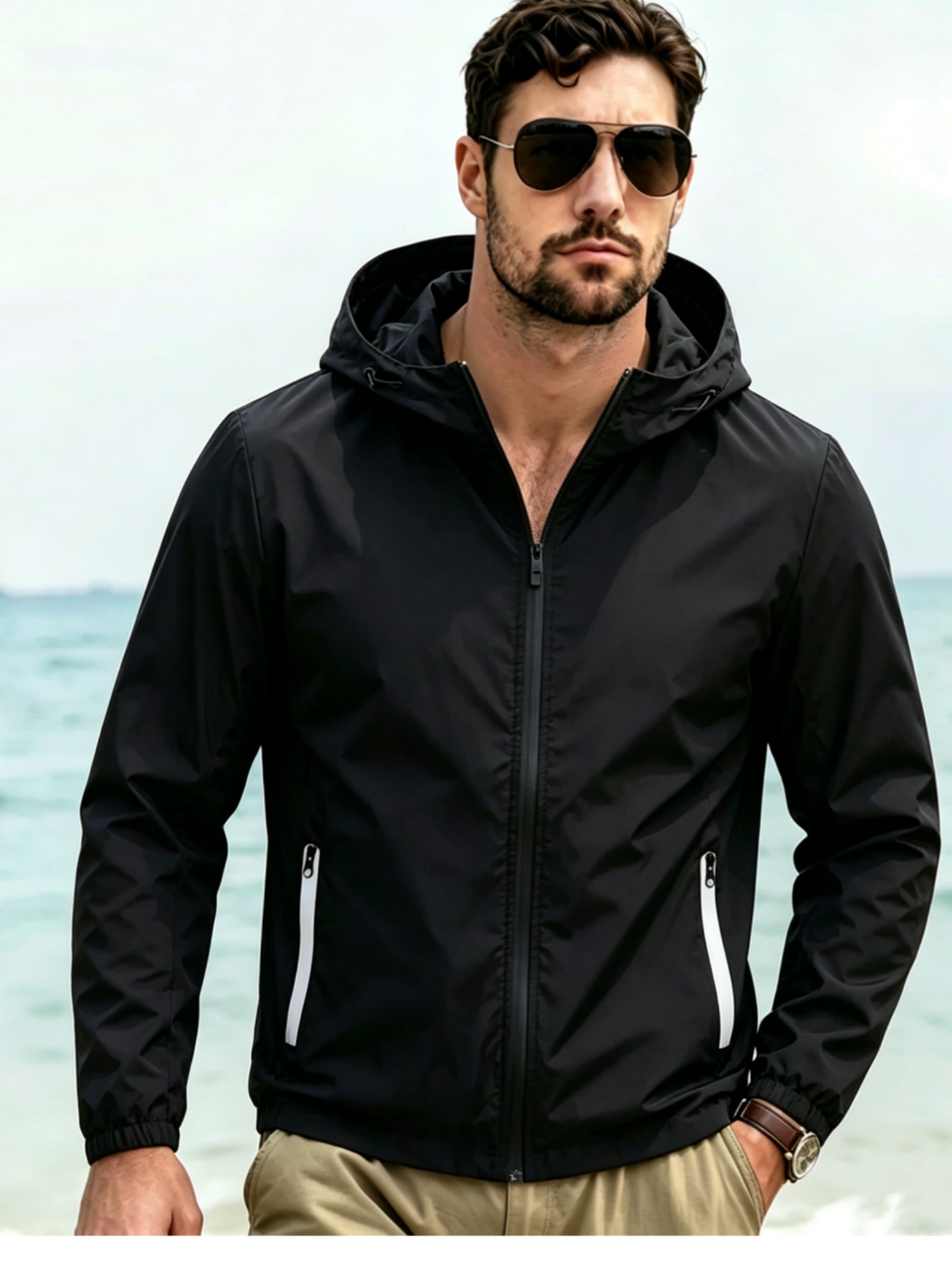 Мужская ветровка с капюшоном,  – обзор и цена Windbreaker Men Zip